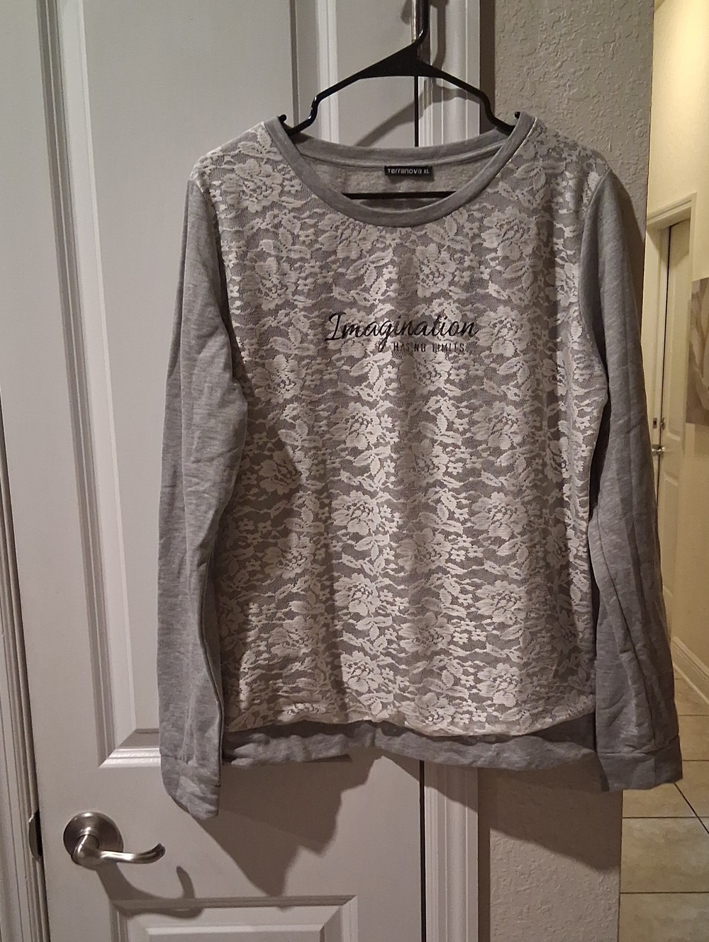 Lace Front Gray Women's Sweater